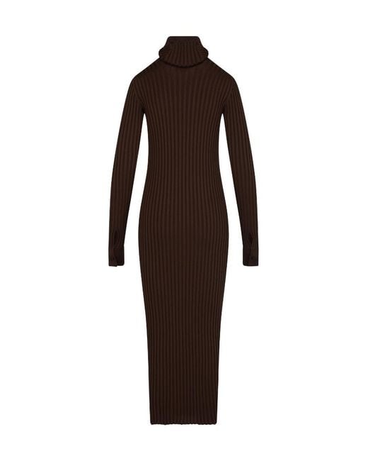 Bottega Veneta Brown Knitted Breasted Dress