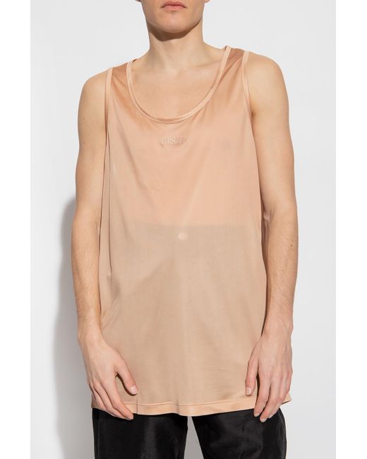 Versace Natural Embroidered-Logo Detail Tank Top for men