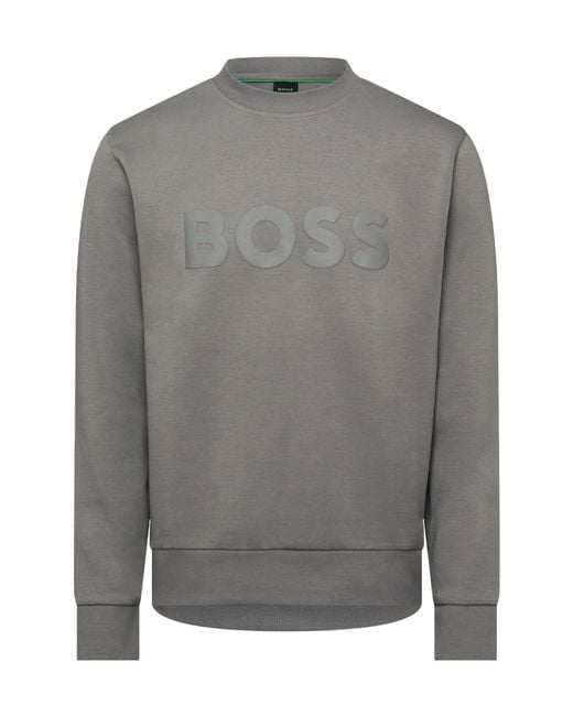 Boss Gray Long-Sleeve Sweat Top for men