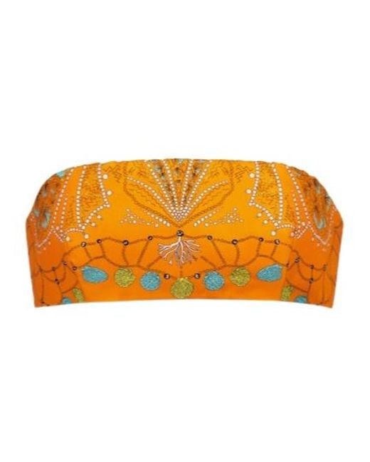 Emilio Pucci Orange Printed Bandeau Crop Top