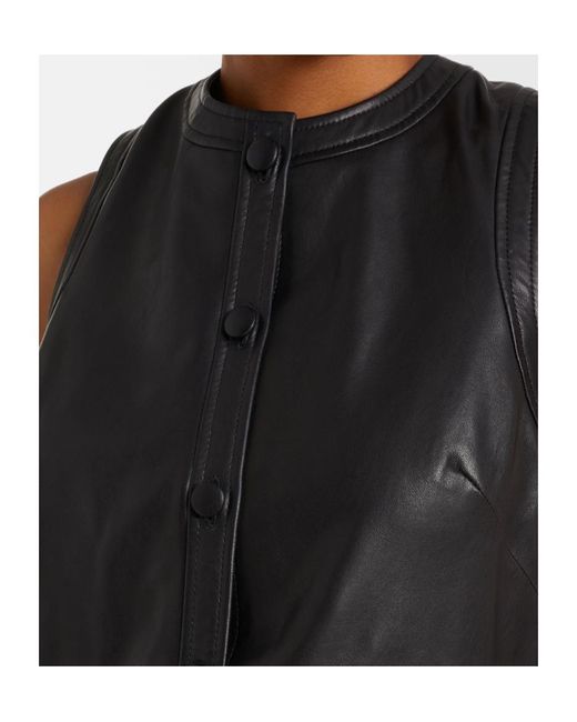 FRAME Black Leather Shirt Dress