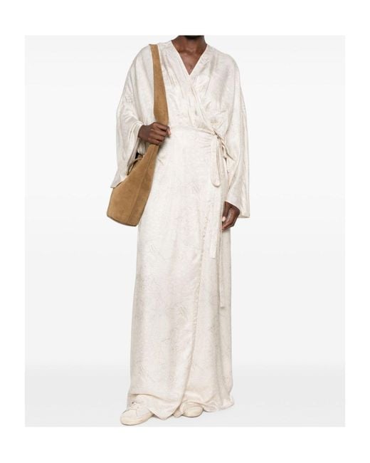 Golden Goose Deluxe Brand White Jacquard Wrap Maxi Dress