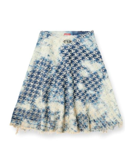 DIESEL Blue De-Annet-Fsh1 Distressed Skirt