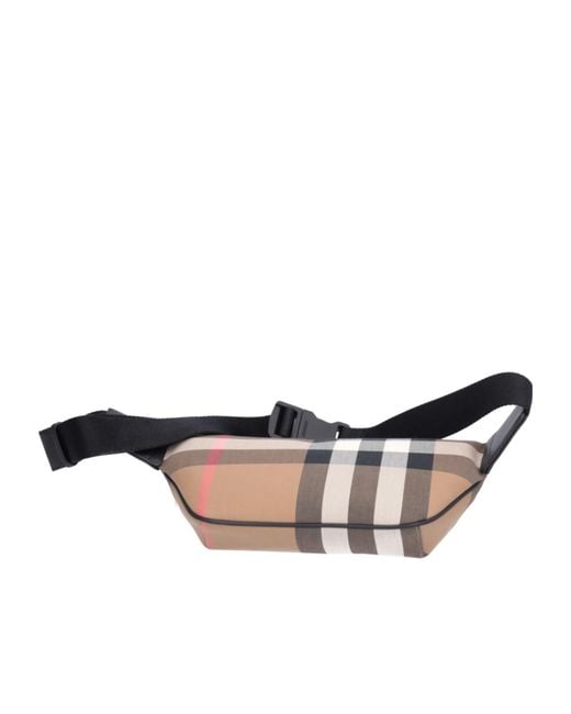 Burberry Gray Check Pattern Zipped Belt Bag for men