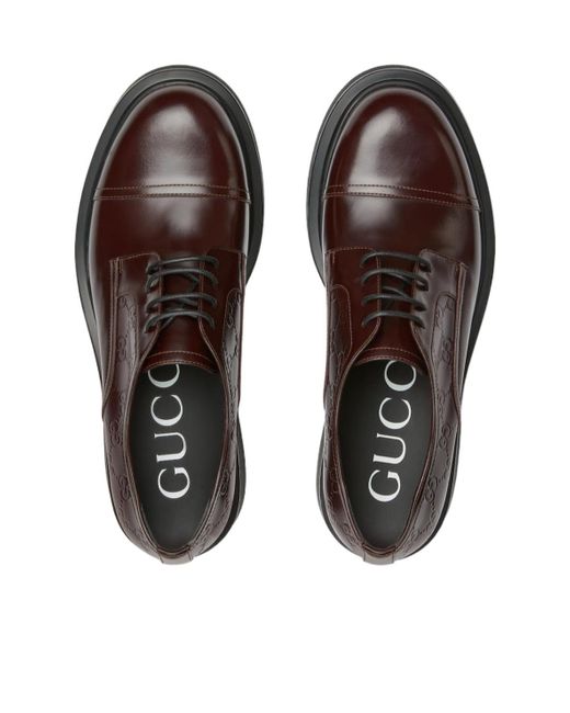 Gucci Brown Lace-Up Shoe With Gg Detail for men