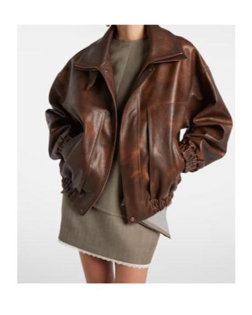 Magda Butrym Brown Leather Blouson Jacket