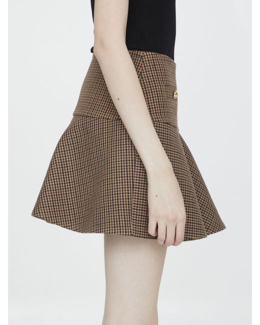 Céline Brown A Thousand Bird Checkered Skirt
