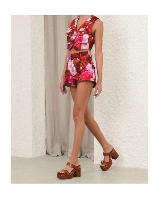 Zimmermann Red Belt Loop Shorts