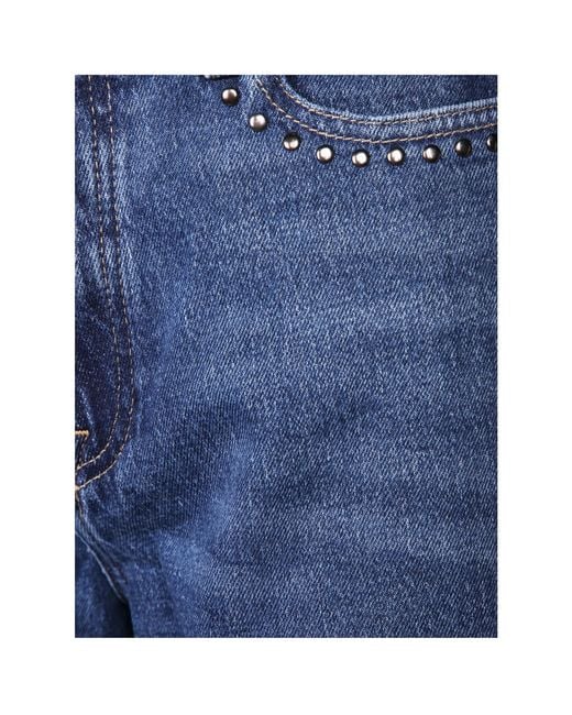 7 For All Mankind Blue Wide-Leg Embellished Jeans