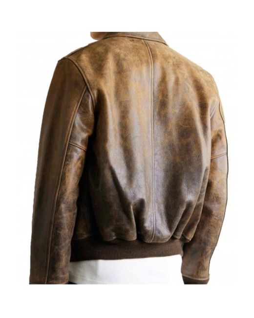 Polo Ralph Lauren Brown Leather Flight Jacket for men