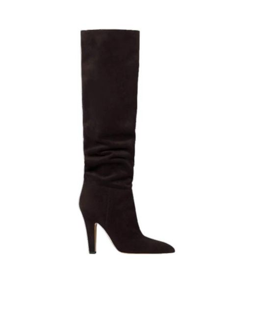 Paris Texas Black Pointed-Toe Knee-High Boots