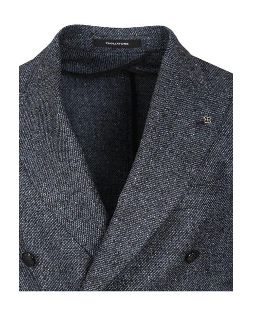 Tagliatore Blue Double-Breasted Tailored Blazer for men