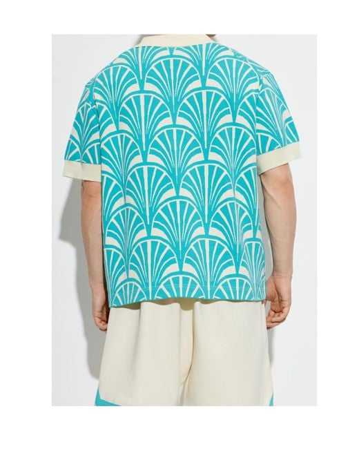 MCM Blue We The Best Patterned Polo Shirt for men