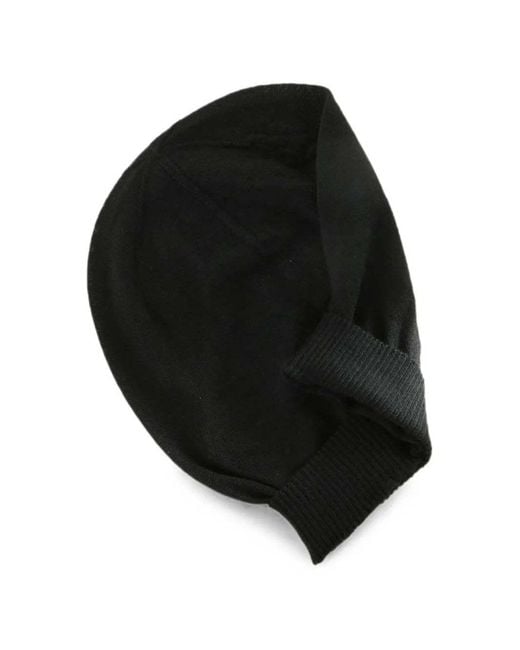 Rick Owens Black Ribbed-Trim Beanie Hat for men