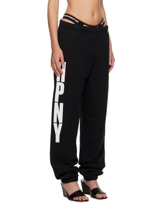 Heron Preston Black Logo-Printed Elasticated Waistband Pants for men