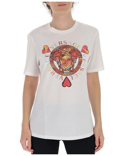 Versace White Pattern Printed T-Shirt