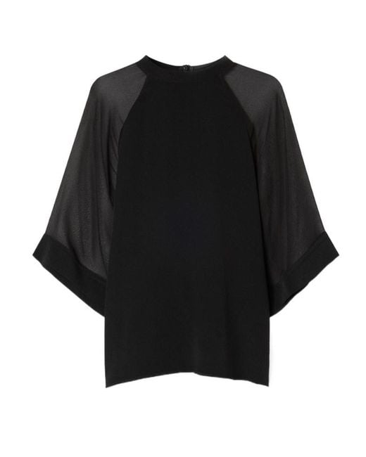 Filippa K Black Sheer Raglan Blouse