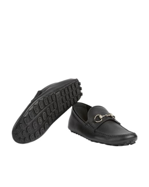 Gucci Black Horsebit Slip-On Drivers for men