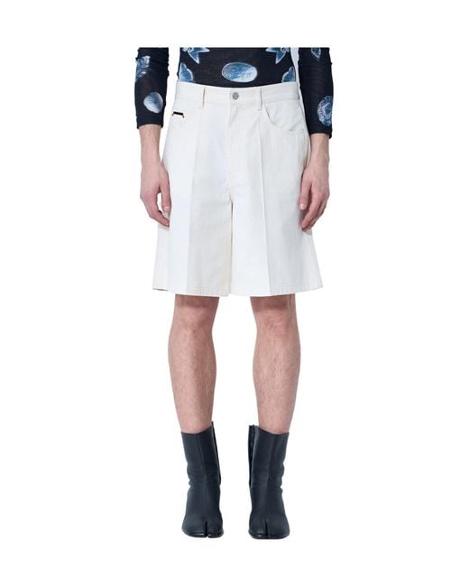 Marni Blue Logo Plaque Denim Shorts for men