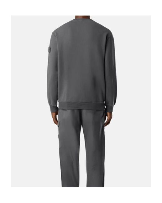 Stone Island Gray Logo Patch Crewneck Sweatshirt for men