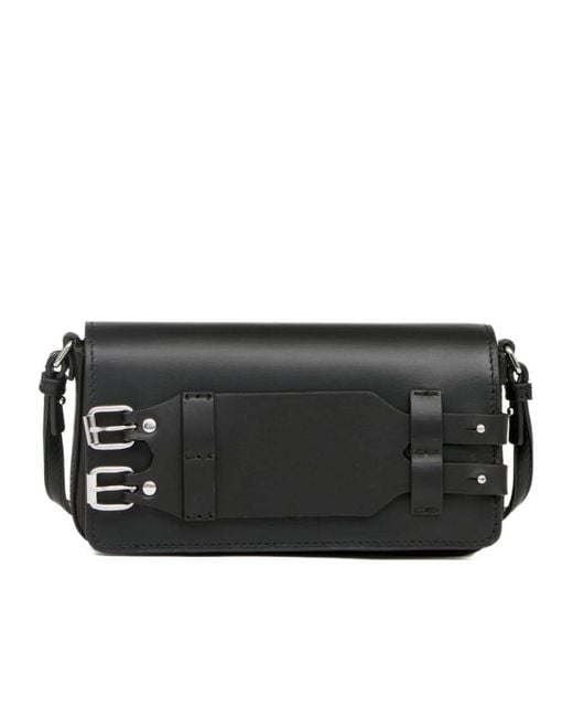 MM6 by Maison Margiela Black Buckle Detailed Small Shoulder Bag for men