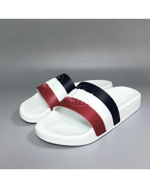 Moncler White Striped Sandals