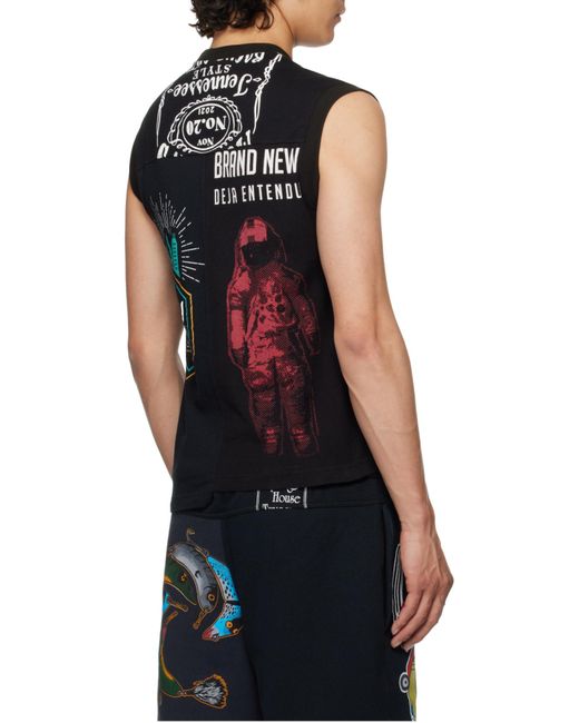 MARINE SERRE Blue Regenerated Graphic T-Shirts Tank Top for men