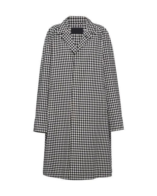 Prada Gray Check Pattern Belted Coat for men