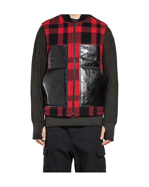 Junya Watanabe Gray Checked Panelled Vest for men