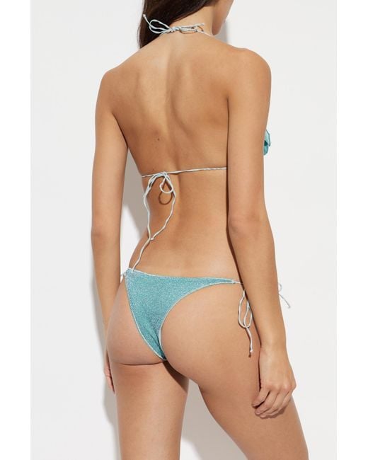 Oseree Blue Lace-Up Bikini Set