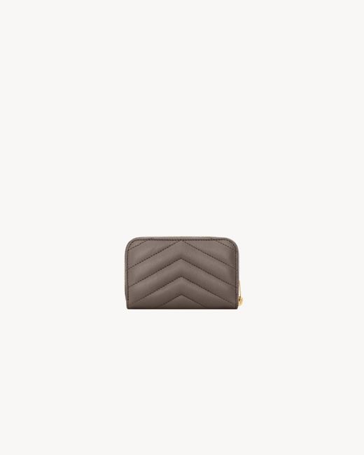 Saint Laurent Gray Cassandre Matelassé Coin Card Wallet