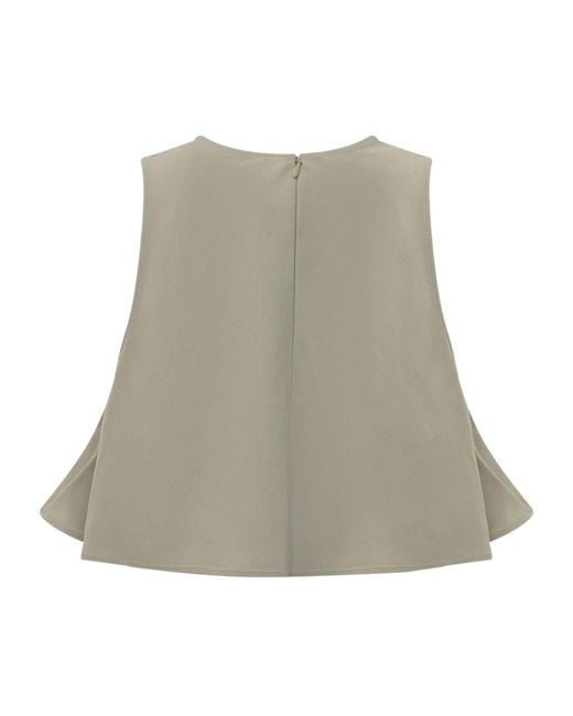 AMI Natural Solid Crew Neck Top