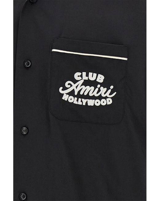 Amiri Black Embroidered-Pocket Short-Sleeve Shirt for men