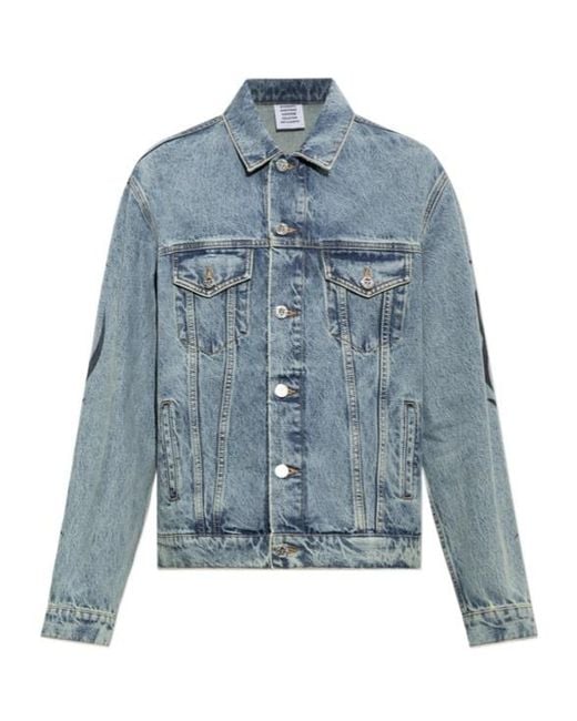Vetements Blue Long-Sleeve Denim Jacket for men