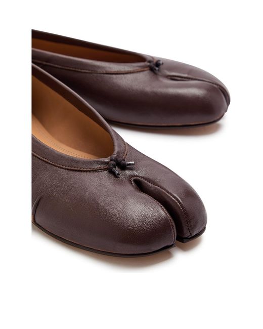 Maison Margiela Brown Solid Colour Leather Ballet Flats