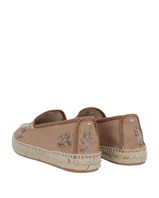 Maison Margiela Brown Embroidered Canvas Flats