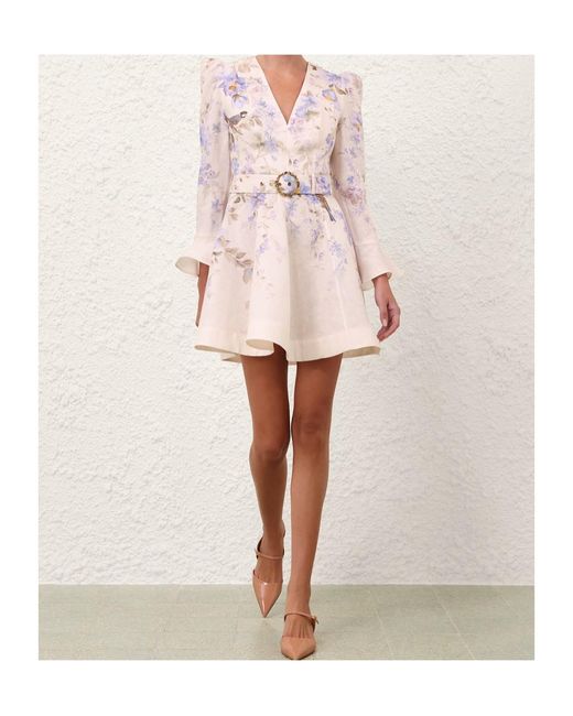 Zimmermann Pink Luna Plunge Mini Dress