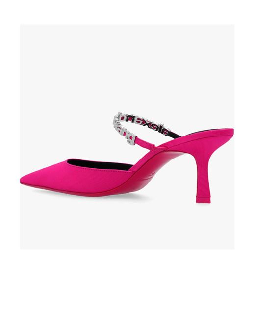 Alexander Wang Pink Delphine 65Mm Embellished Mules