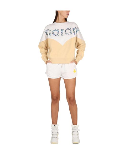 Isabel Marant White Isabel Marant Étoile Logo Printed Drawstring Shorts