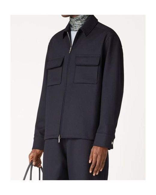 Loro Piana Blue Long-Sleeved Casual Jacket for men