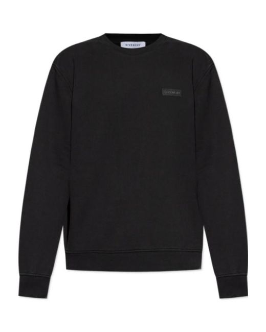Givenchy Black Logo Patch Crewneck Sweatshirt for men