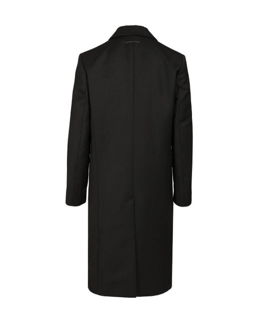 MM6 by Maison Martin Margiela Black Buttoned Tailored Overcoat for men