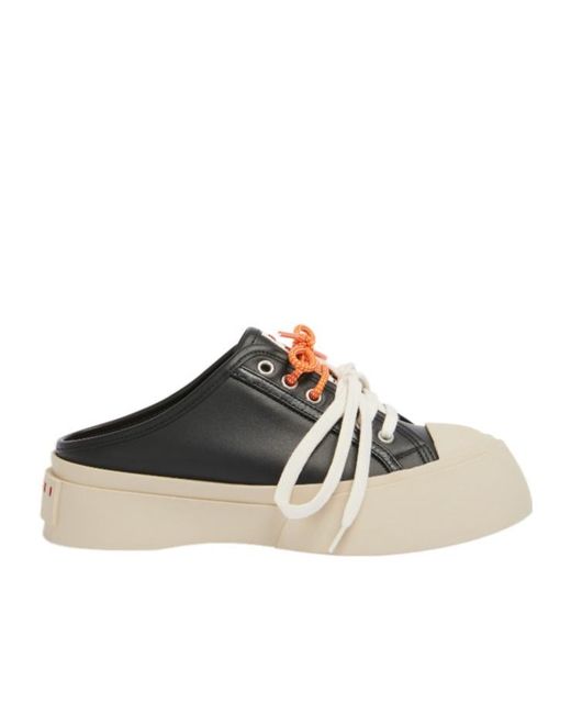 Marni Black Leather Pablo Lace-Up Sabot