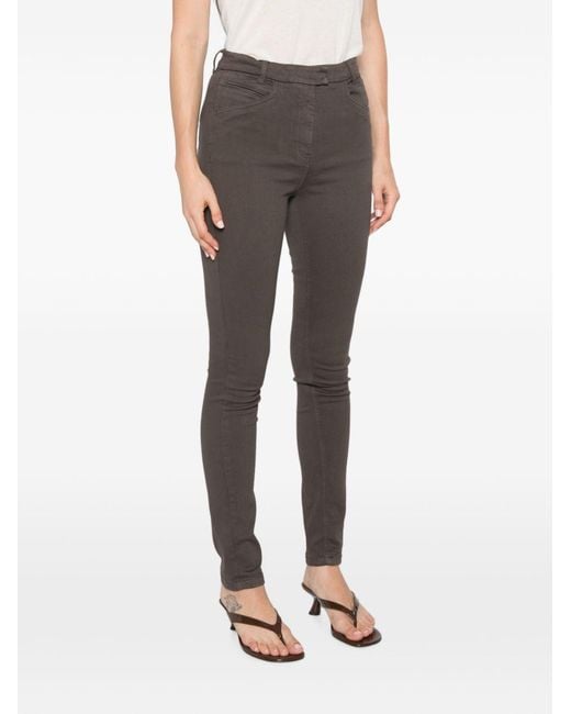Marella Gray Tapered Casual Trousers With Zippers