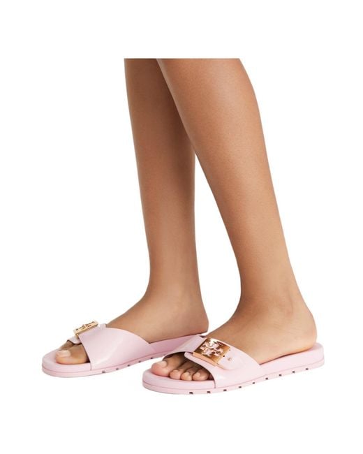 Tory Burch Pink Buckle Slides