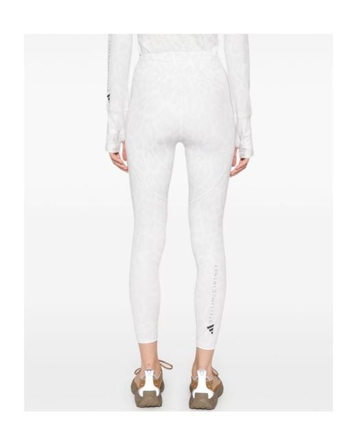 Adidas By Stella McCartney White Leopard-Print Leggings