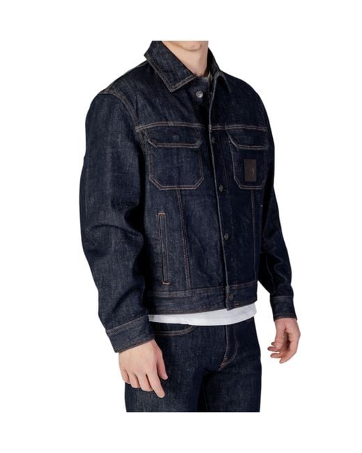 ARMANI EXCHANGE Blue Logo-Patch Denim Jacket for men