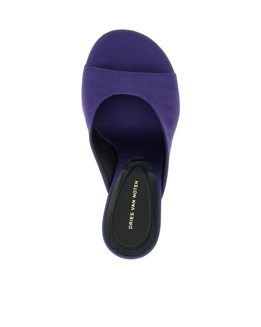 Dries Van Noten Blue Satin Wedge Sandals