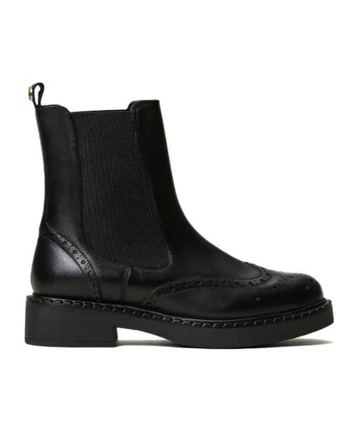 Twinset Black 40Mm Leather Chelsea Boots
