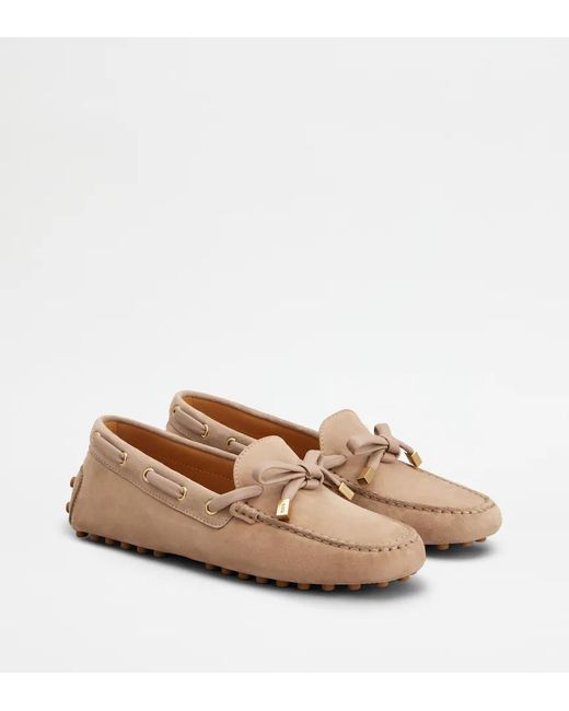 Tod's Brown Bow Detail Driving Flat Shoes
